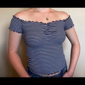 Hollister off the shoulder striped top size small!